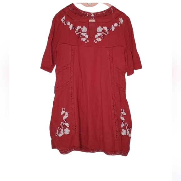 Free People Red Mini Dress with White Embroidery - Picture 9 of 15
